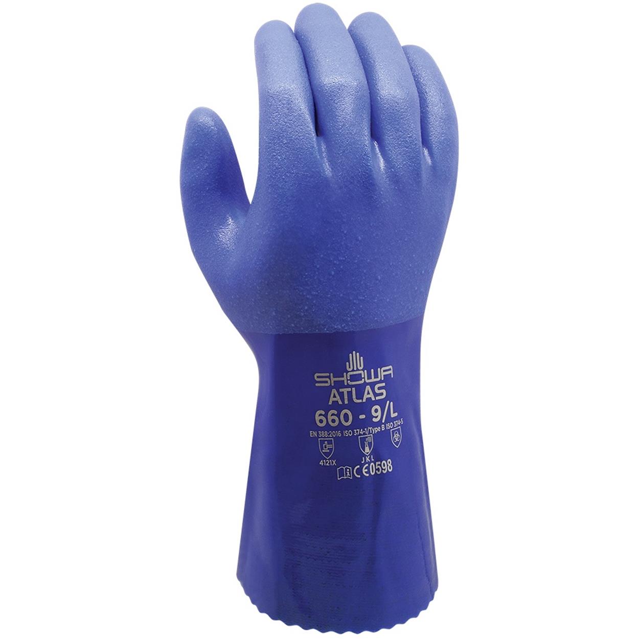 Showa 660 PVC werkhandschoenen blauw