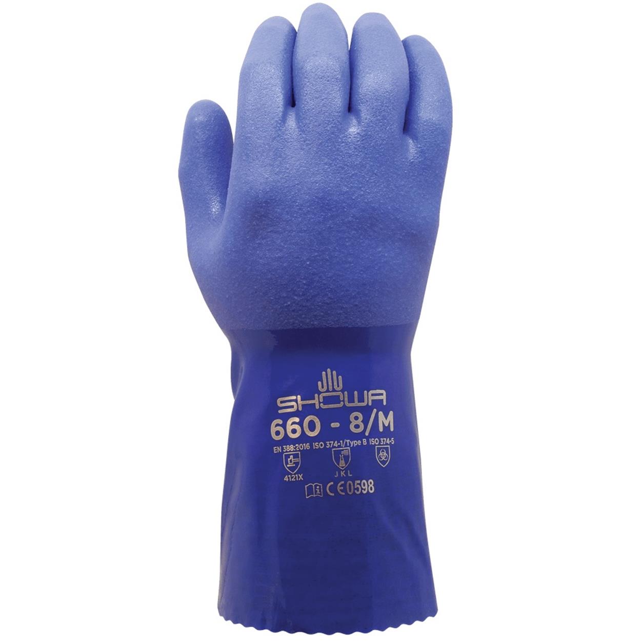 Showa 660 Oil Resistant Long PVC werkhandschoenen blauw