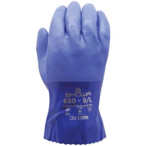 Showa 650 Oil Resistant PVC werkhandschoenen blauw