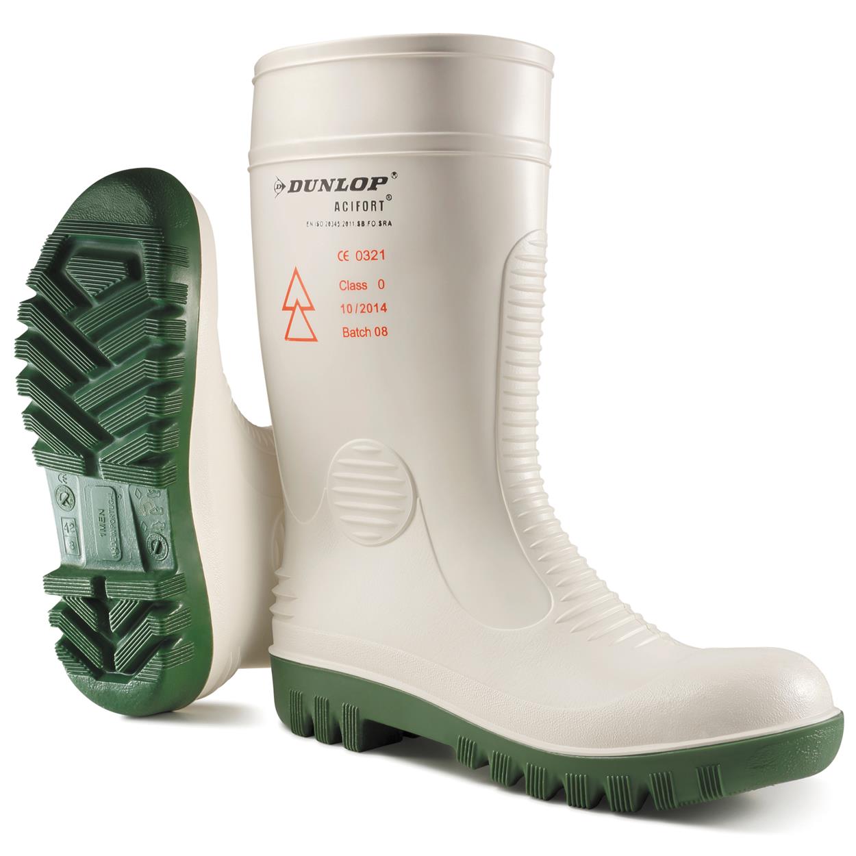 Dunlop Acifort High Voltage Safety veiligheidslaars SB wit groen met stalen veiligheidsneus voor werkzaamheden onder hoge spanning