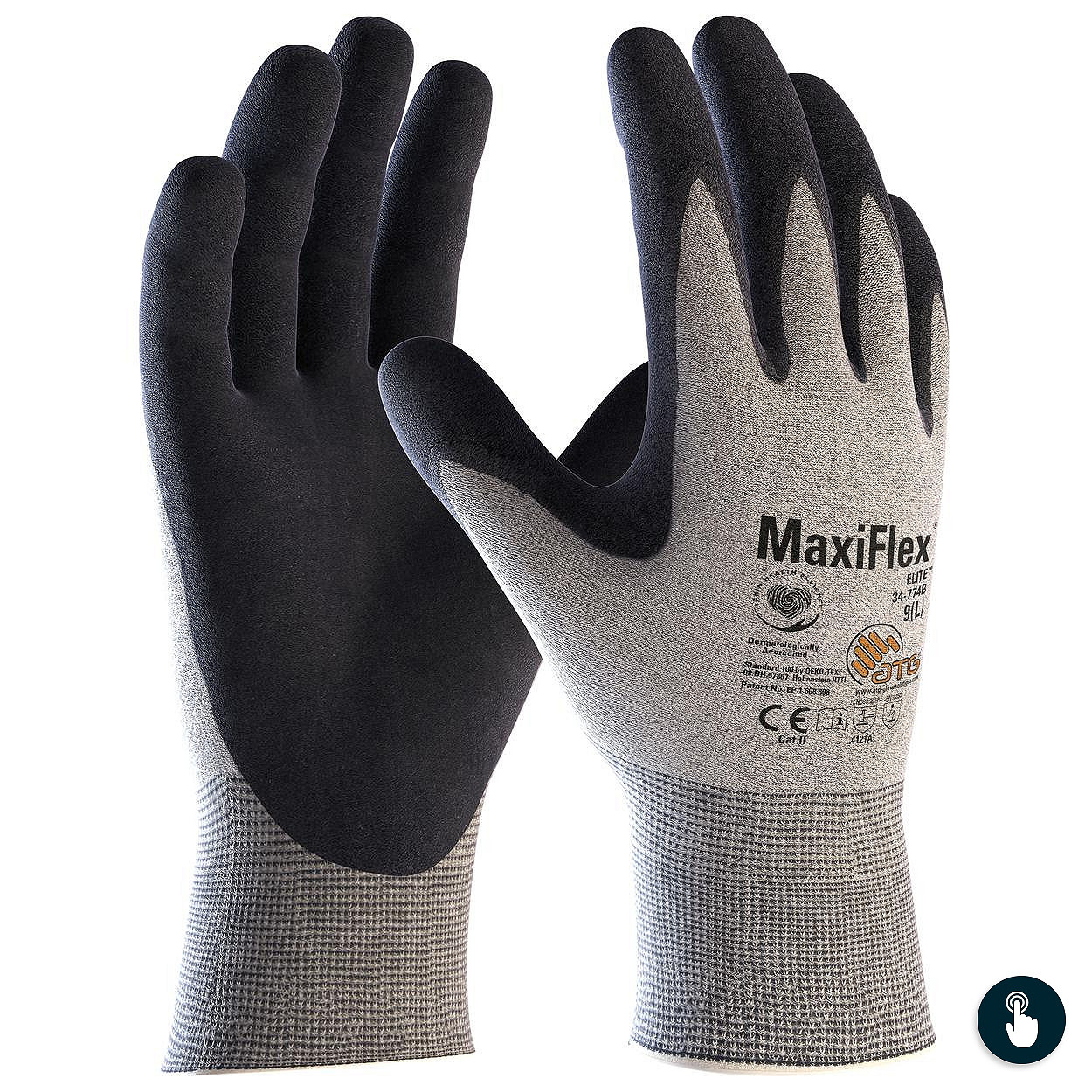 ATG MaxiFlex Elite 34-774B nitrilhandschoen zwart grijs