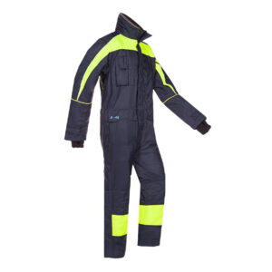 Sioen 5338 Olmet gevoerde diepvriesoverall fluo geel/marineblauw