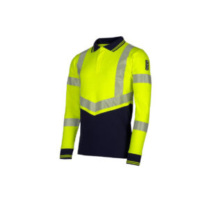Sioen 542A Ardva poloshirt fluo geel/marineblauw