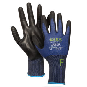 OXXA E-PU-Pro Cut F 52-715 snijbestendige touchscreen werkhandschoenen zwart blauw