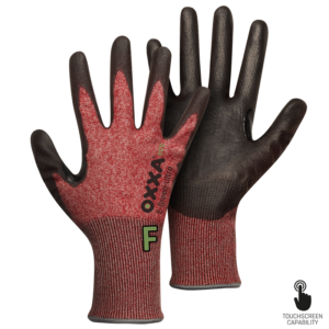OXXA E-Green-Ultra Cut F 52-731 ESD snijbestendige touchscreen handschoenen zwart rood