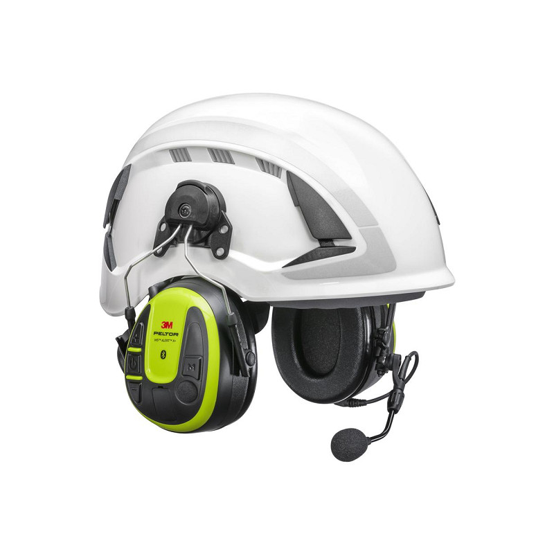 3M Peltor WS Alert X+ gehoorkap met helmbevestiging op afgebeelde helm